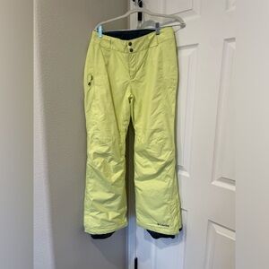 COLUMBIA lime green SNOW PANTS